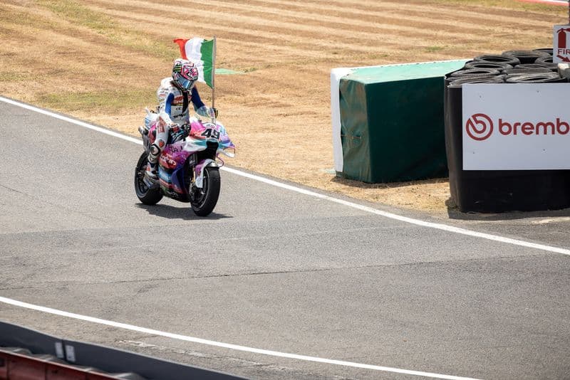 Fabio Di Giannantonio entering the pit lane during the 2025 Italian motorcycle Grand Prix